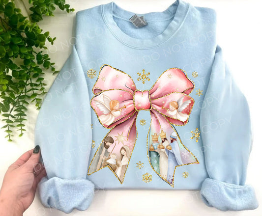 Nativity Gold Coquette - Light Blue Sweatshirt