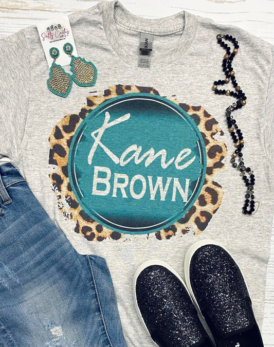 Kane Brown Teal Leopard Circle Grey Tee