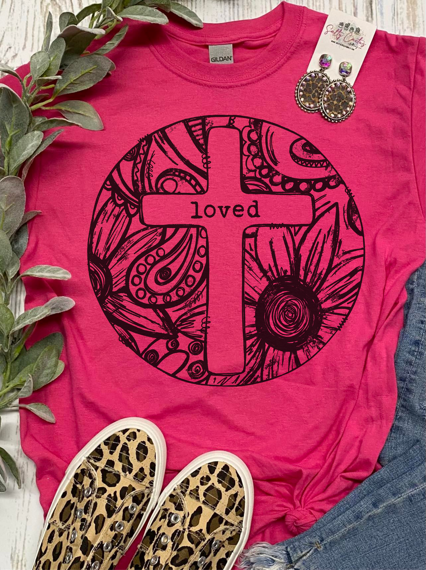 Cross Floral Pink Tee