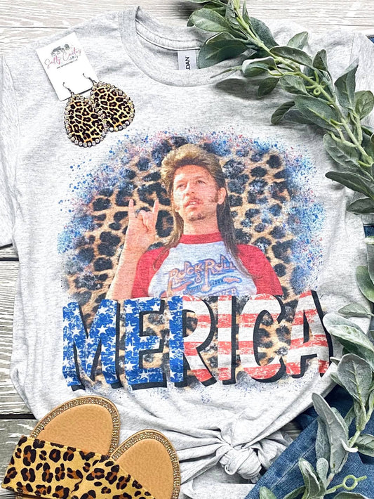 Merica Joe Dirt Leopard Grey Tee