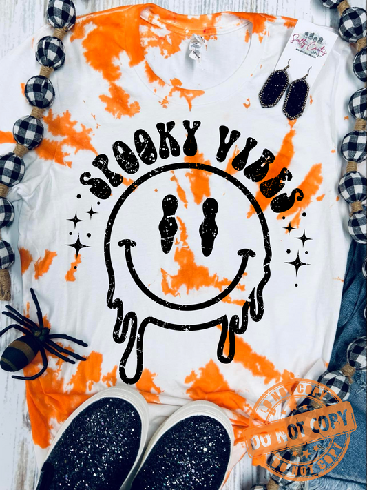 Spooky Vibes Orange Tie Dye Tee