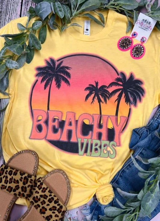 Beachy Vibes Yellow Tee