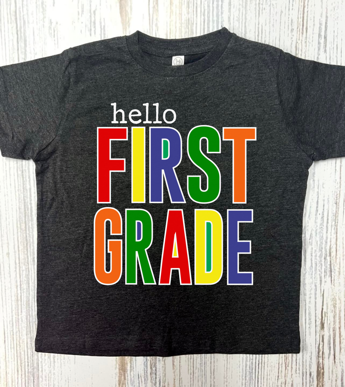 Boys Hello School Grade Dark Grey Tees