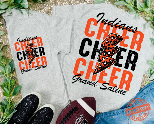 CHEER Custom Lightning Bolt Leopard Grey Tees