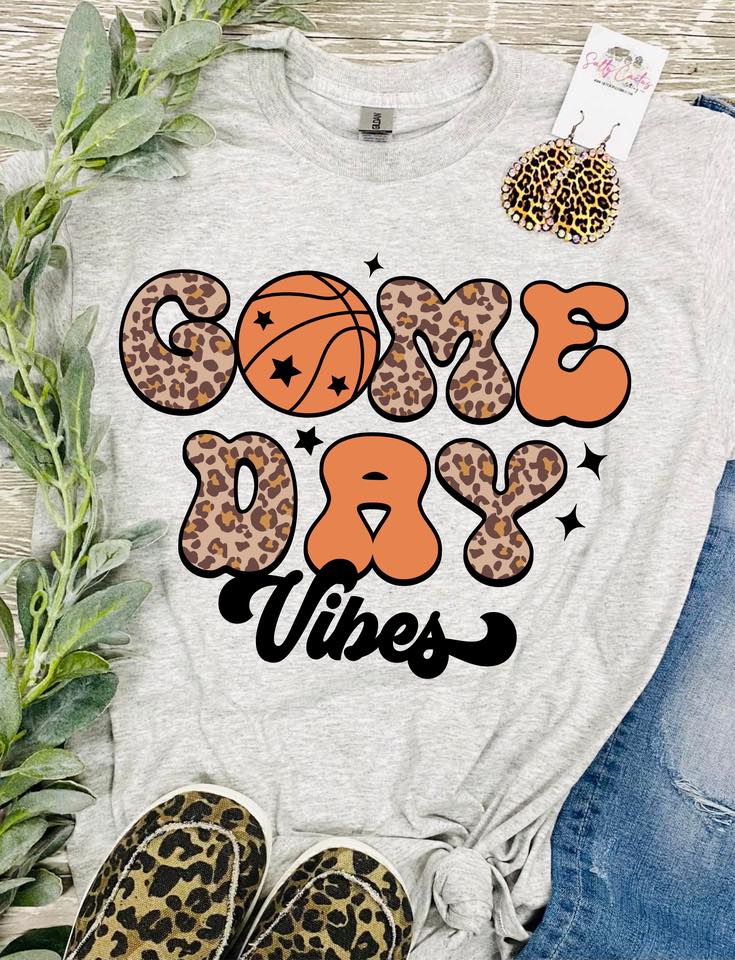 Game Day Vibes Basketball Grey Tee