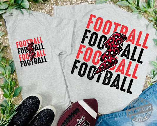 Lightning Bolt Leopard FOOTBALL Grey Tees