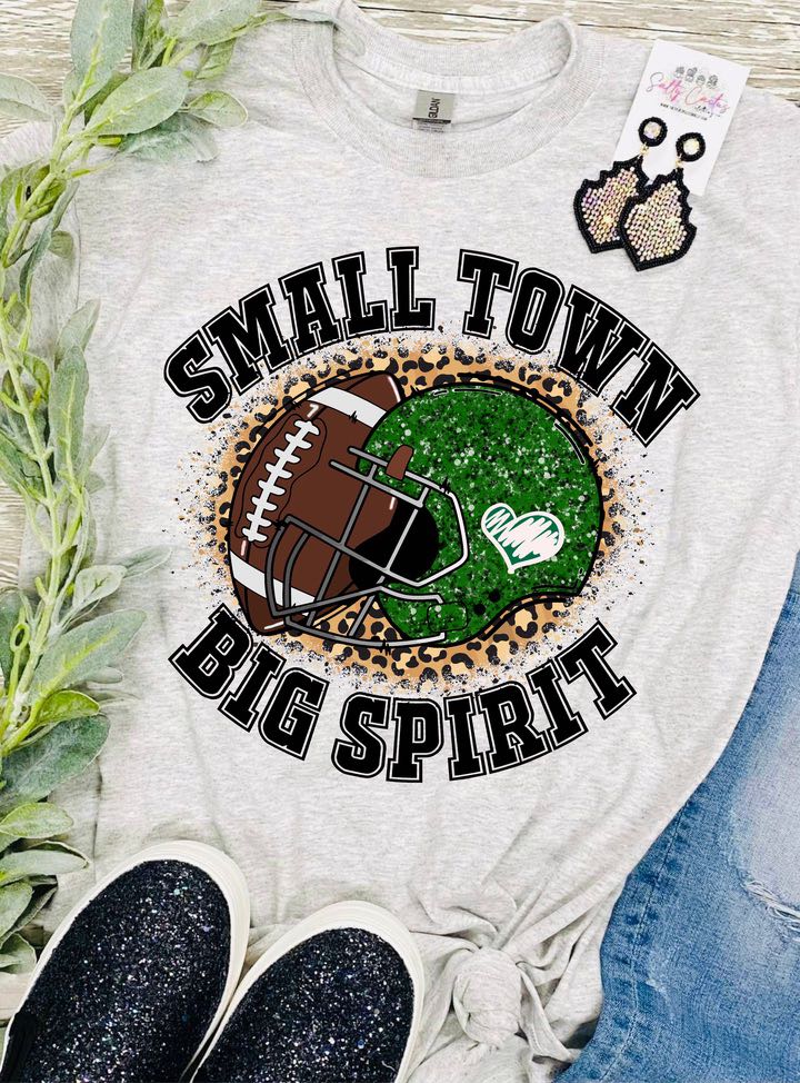 Kids Small Town Big Spirit Football Grey Tee