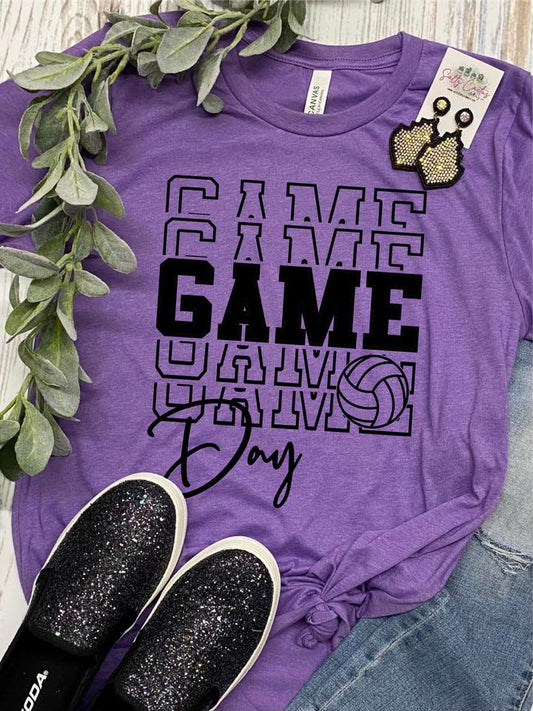 Game Day Game Day Volleyball Colorful Tees