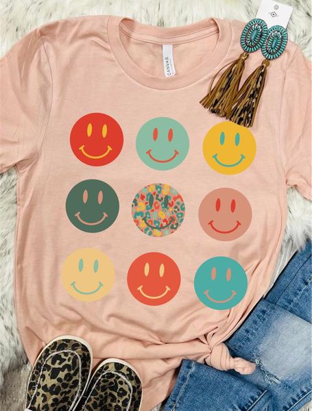 DTG Smiley Coral Colors Peach Tee