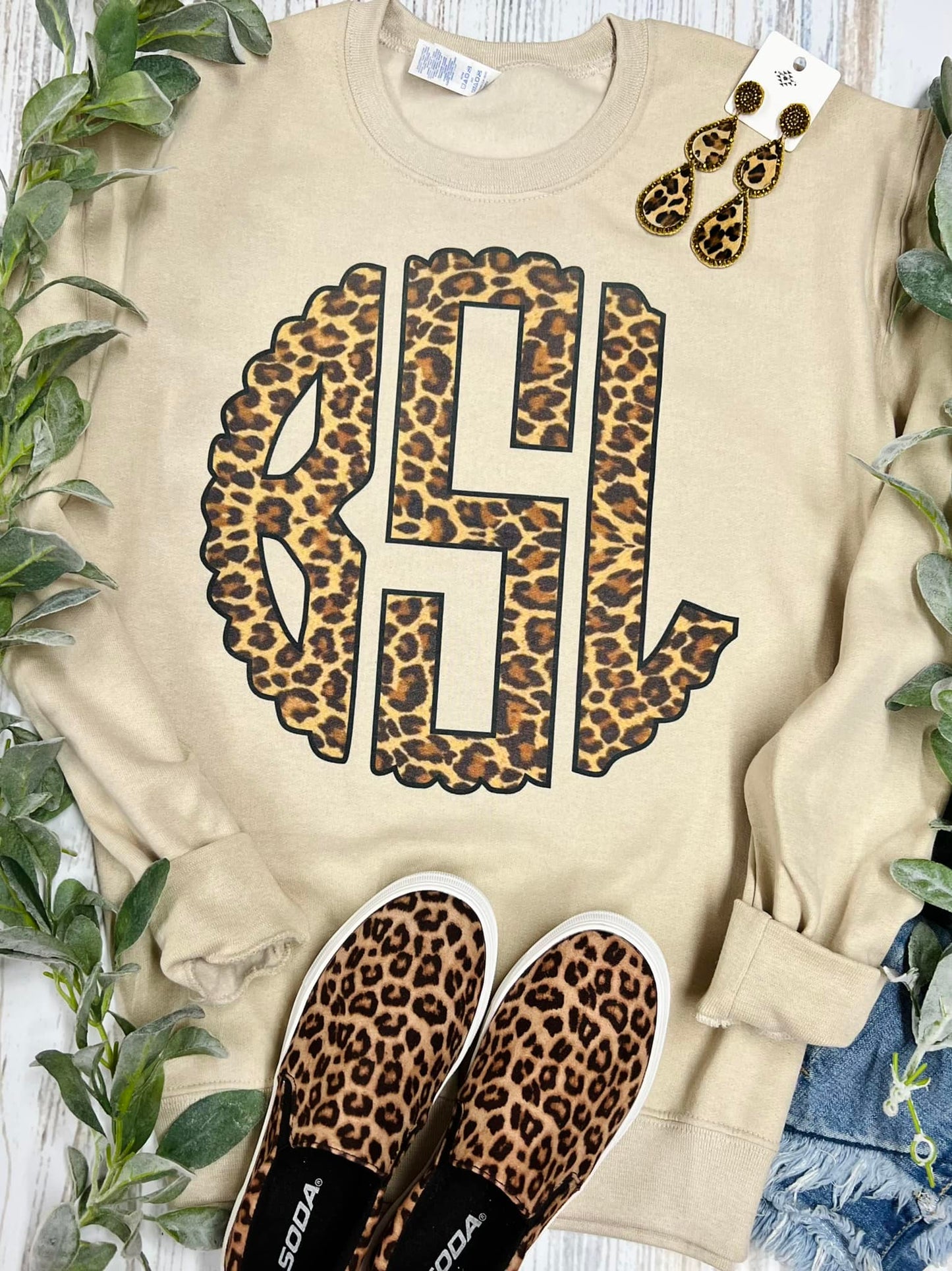 Leopard Mono Tan Sweatshirt