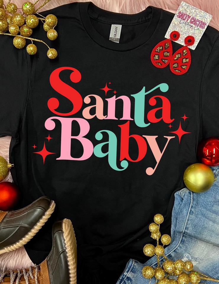 *DTG* Santa Baby Colorful Black Tee