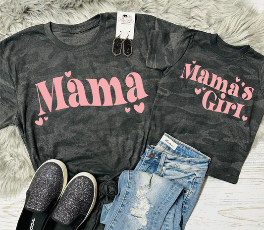 DTG Girl Mama/Mamas Girl Black Camo Storm Tee