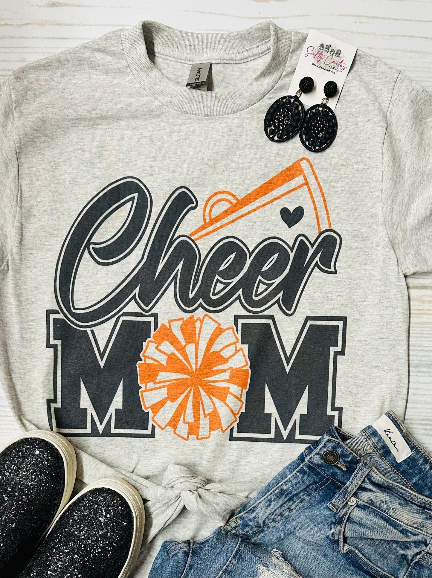 Cheer Mom Pom Pom Ash Tee