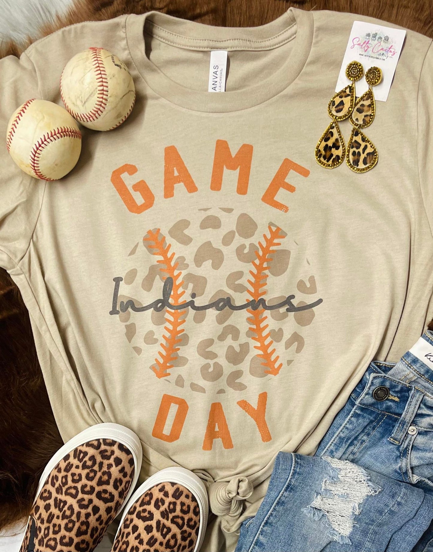 Game Day Leopard Mascot Color Tan Tee