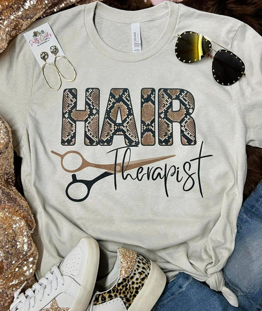 Hair Therapist Snake Skin Tan Tee