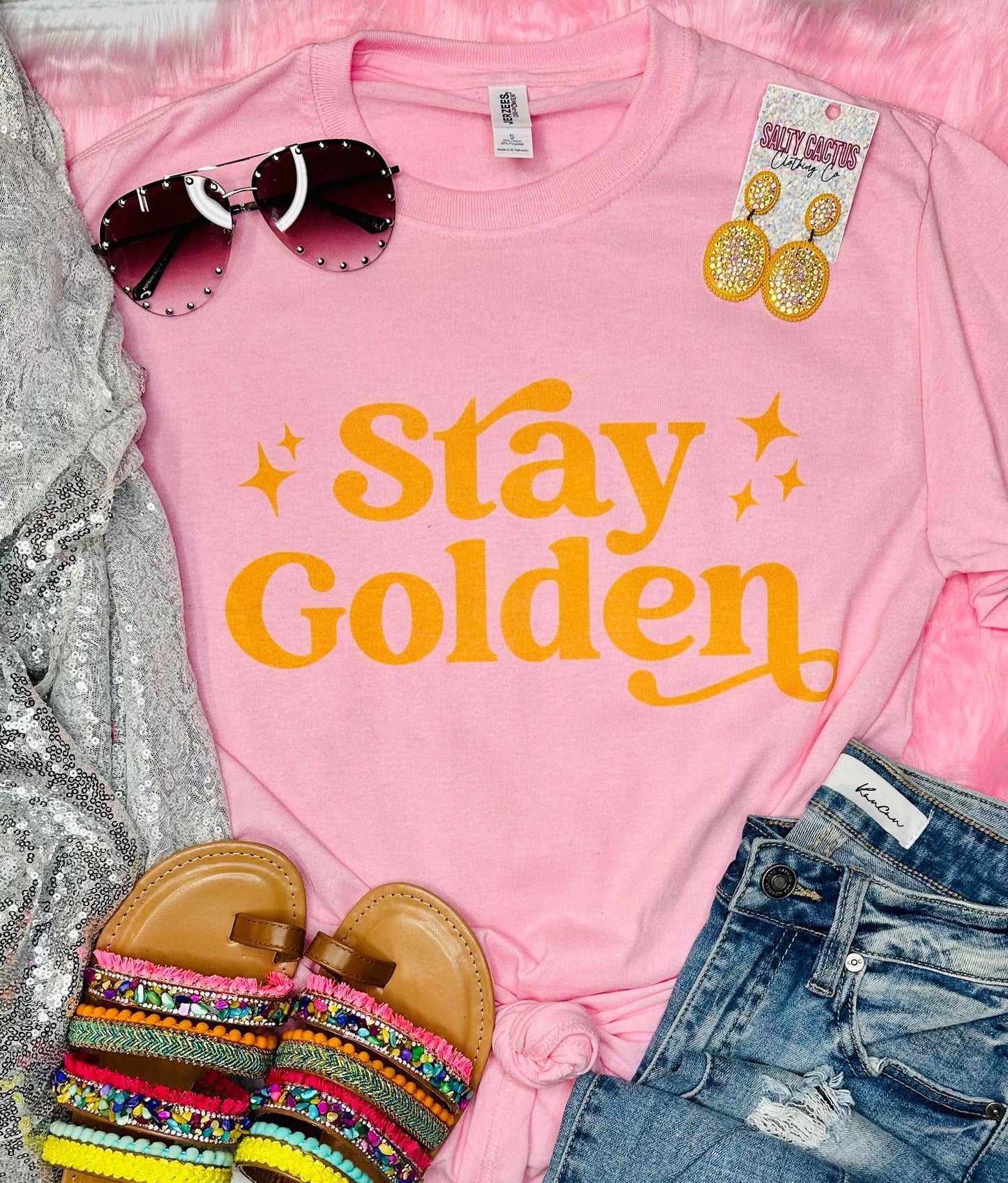 Stay Golden Stars Pink Tee