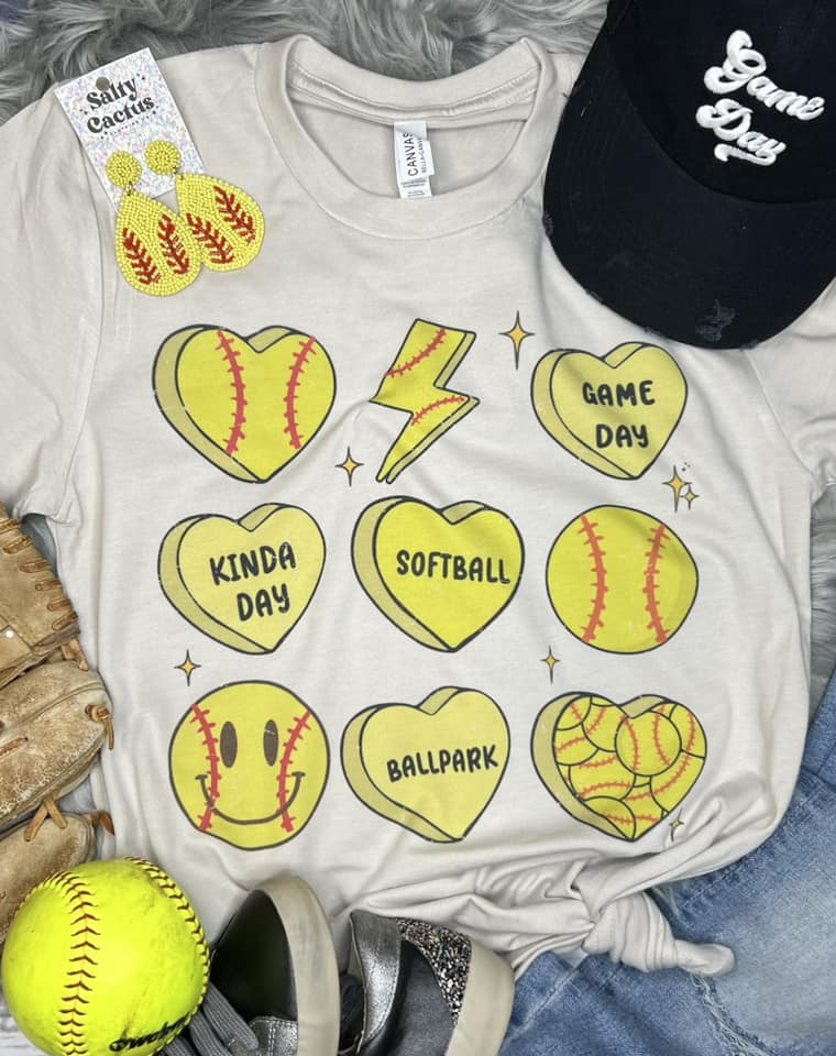 Softball Hearts Tan Tee