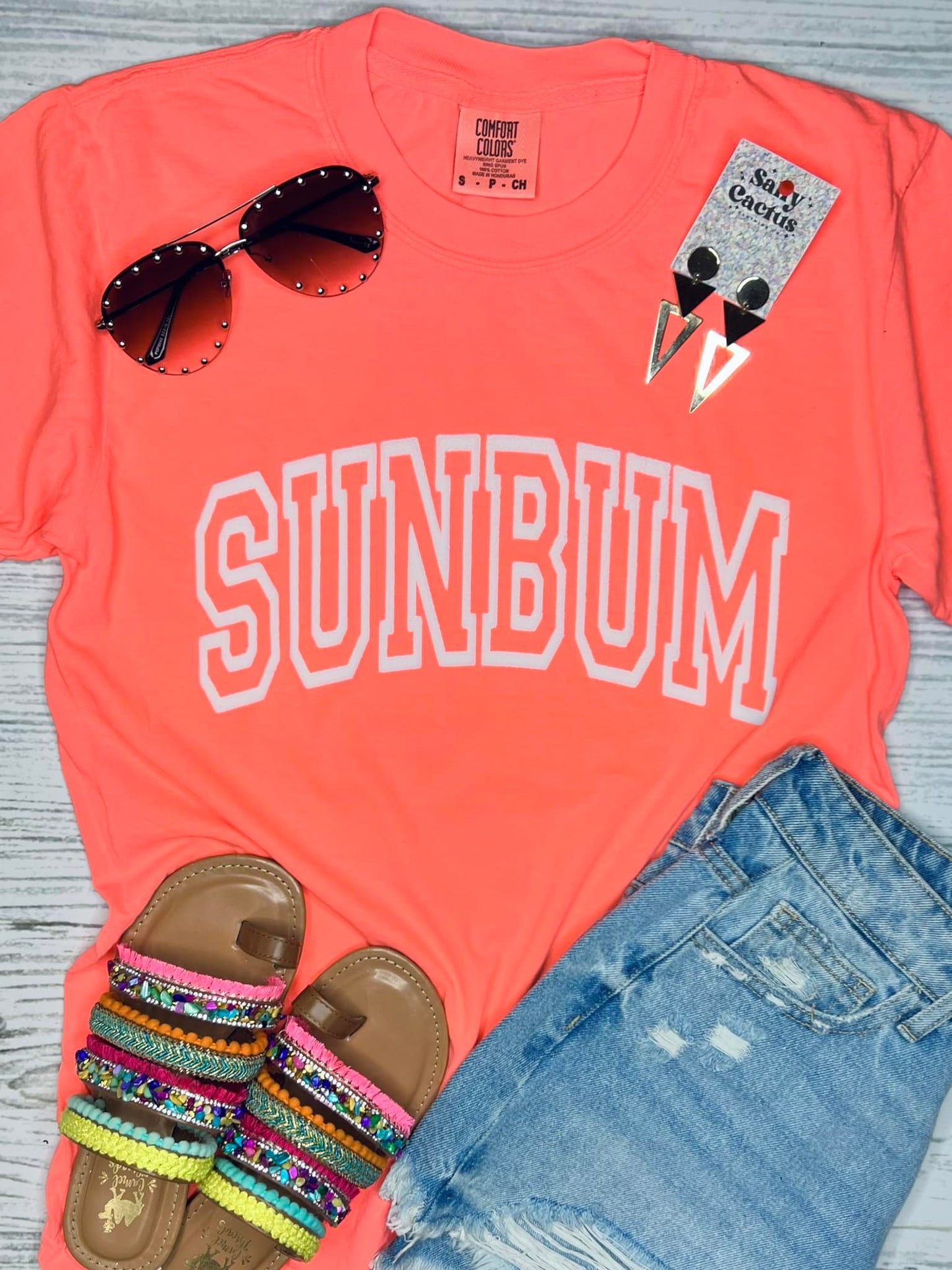 *PUFF* SUNBUM Neon Red Orange Comfort Color Tee