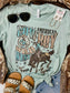 *EMBELLISHED* American Cowboy Wild West Free Spirit Dusty Blue Tee