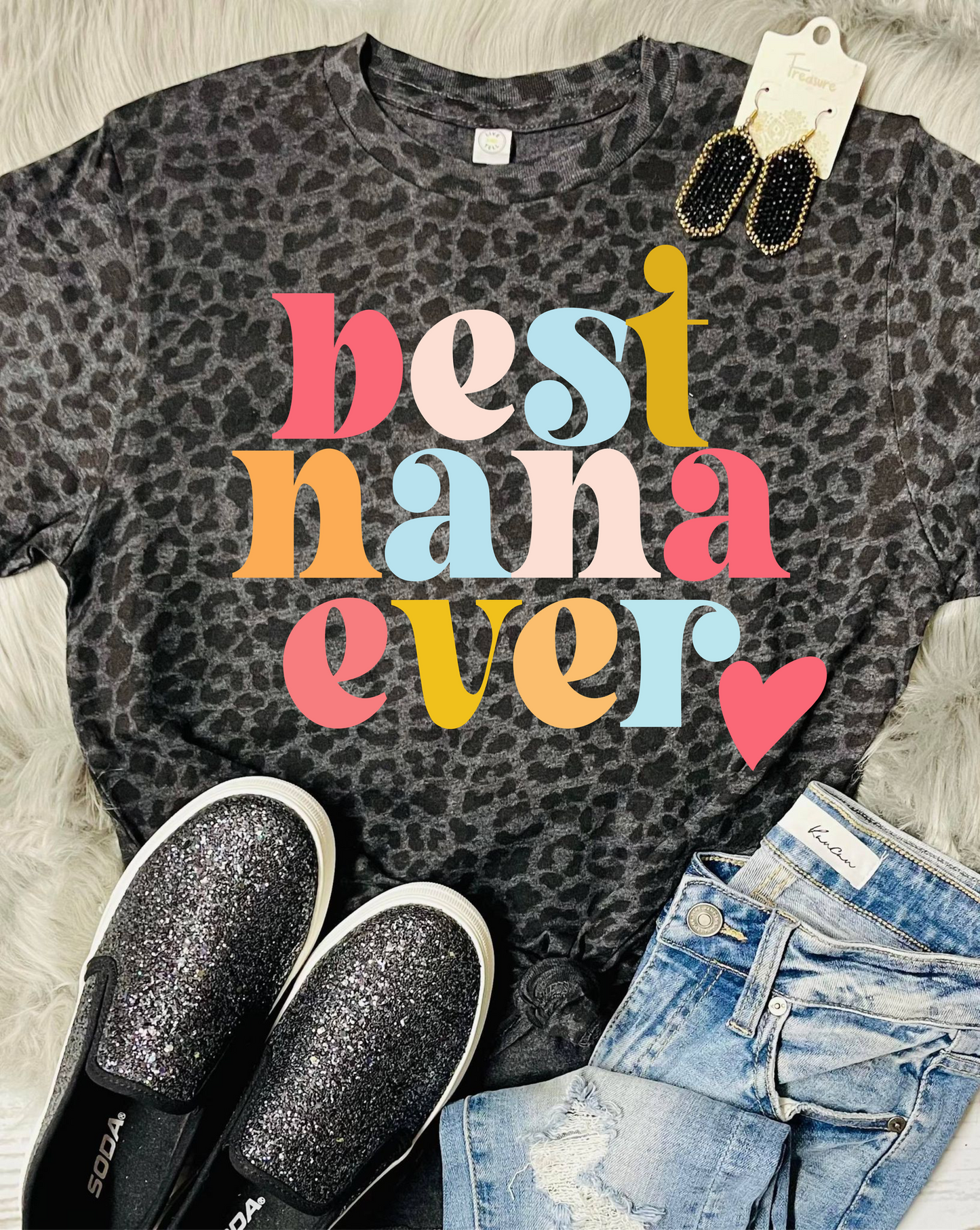 *DTG* Best Ever Colorful Leopard Tee