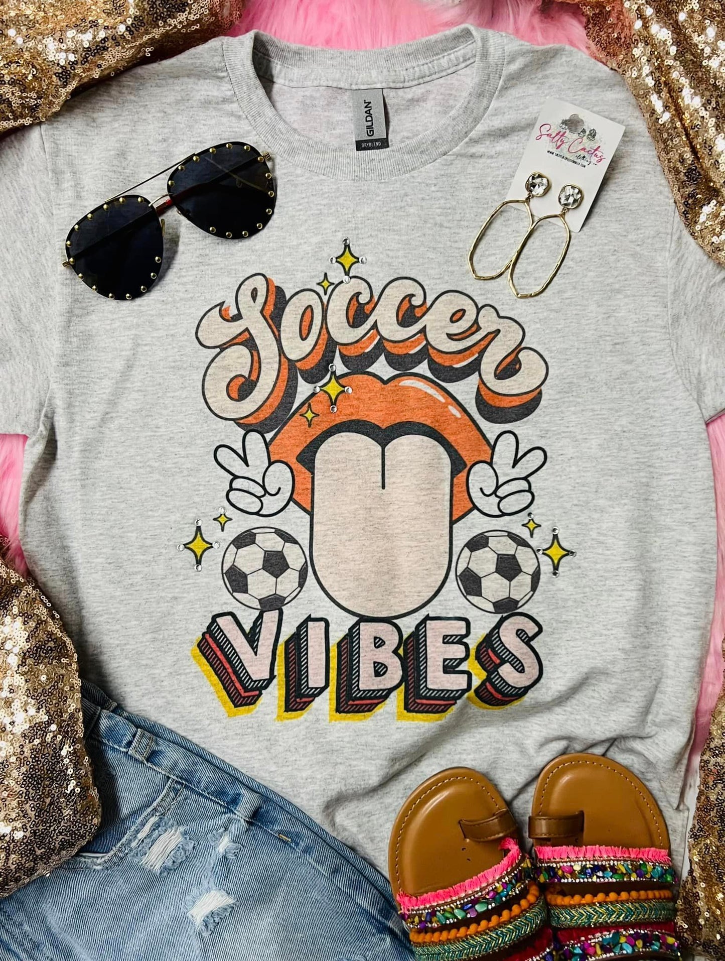 Soccer Vibes Tongue Grey Tee