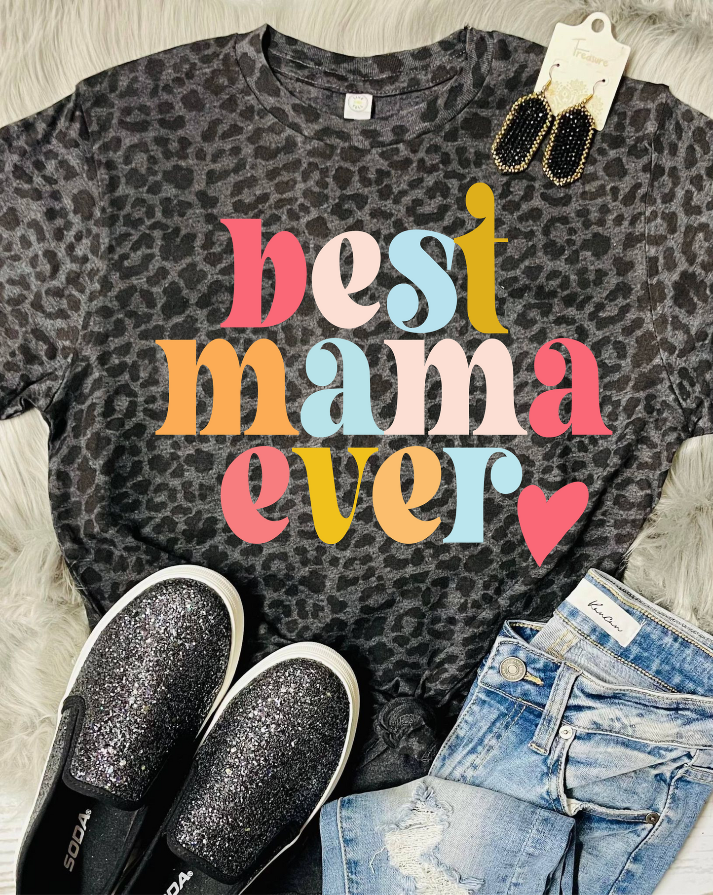 *DTG* Best Ever Colorful Leopard Tee