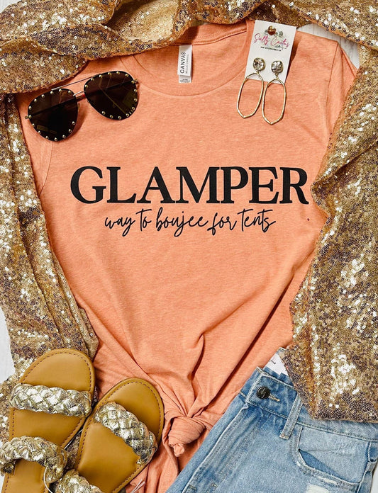 Glamper Way To Boujee For Tents Heather Sunset Tee