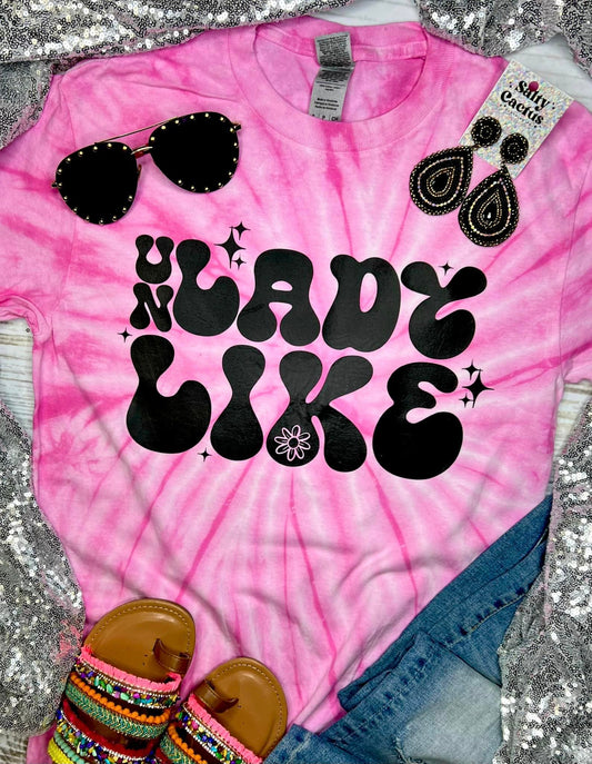 *SP* Un Lady Like Retro Pink Tie Dye Tee