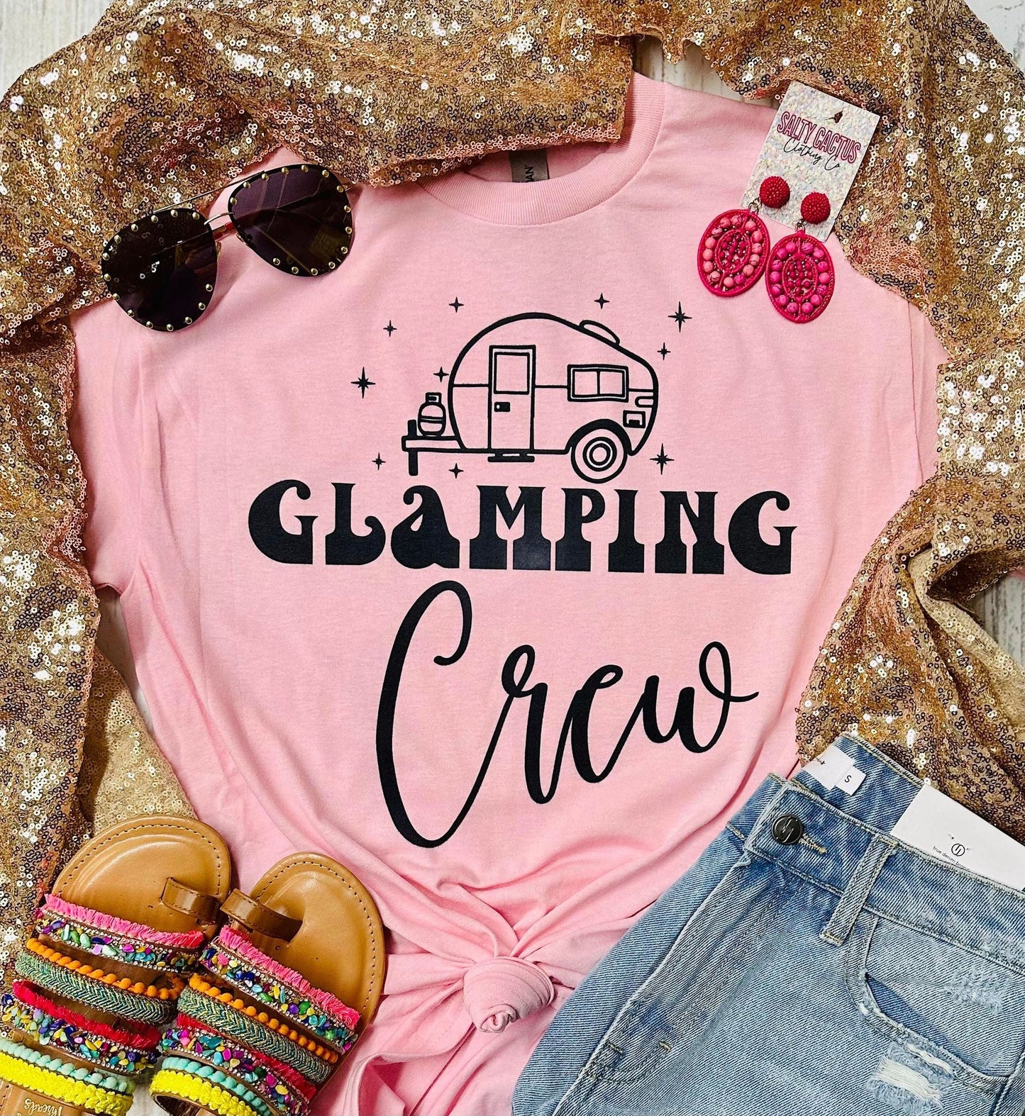 Glamping Crew Baby Pink Tee