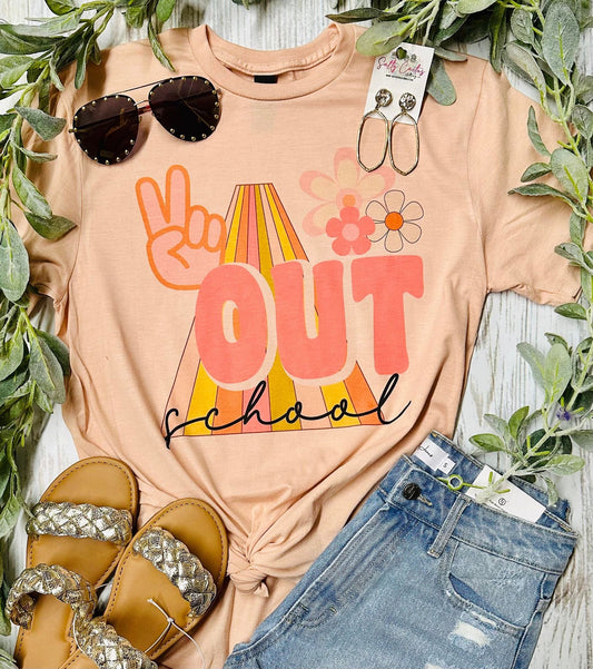 Peace Out School Retro Peach Tee