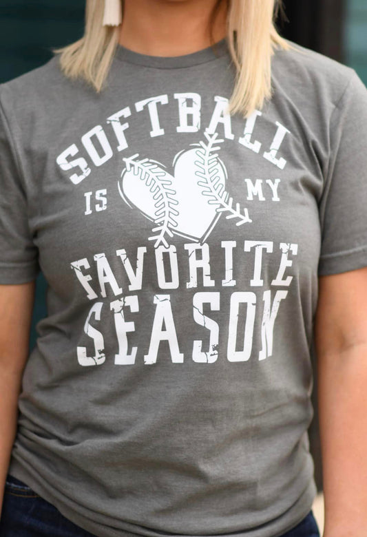 Softball Is My Favorite Season Gunmetal Grey Tee