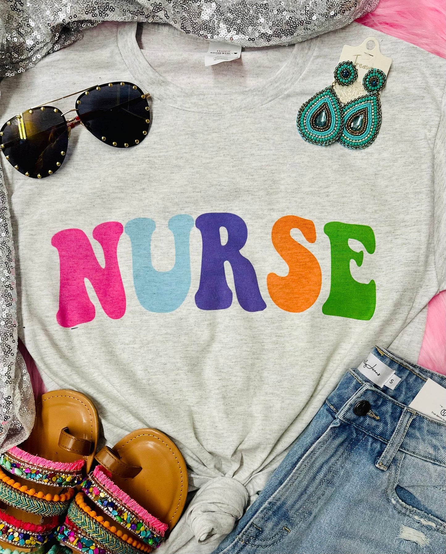 Nurse Colorful Ash Grey Tee