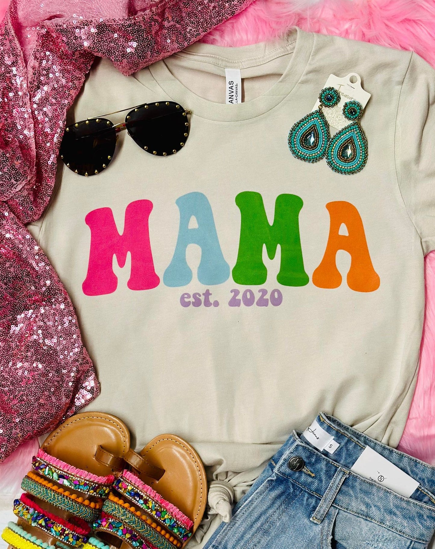 Mama Colorful Est. Tan Tee