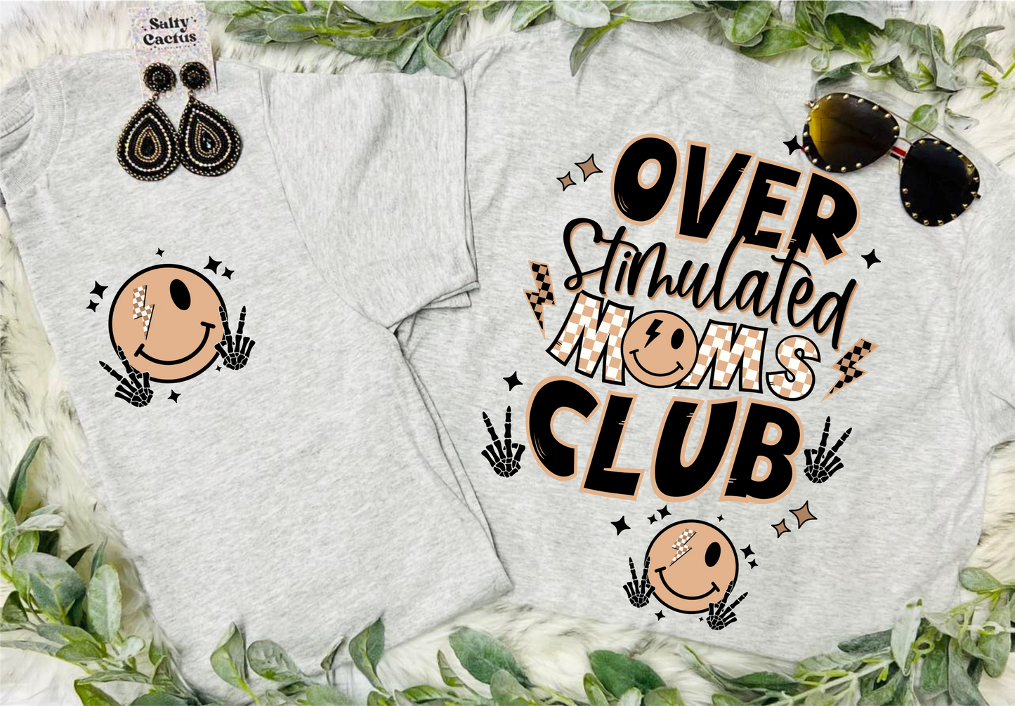 Overstimulated Moms Club Grey Tee