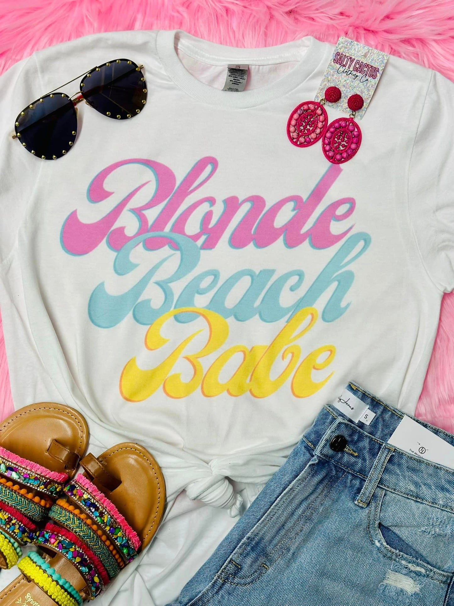 Blonde Beach Babe White Tee