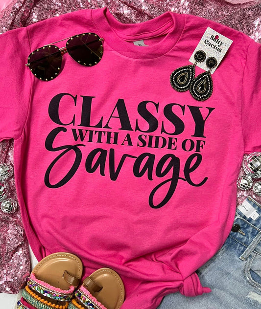 Classy With a Side of Savage Gildan Heliconia Tee