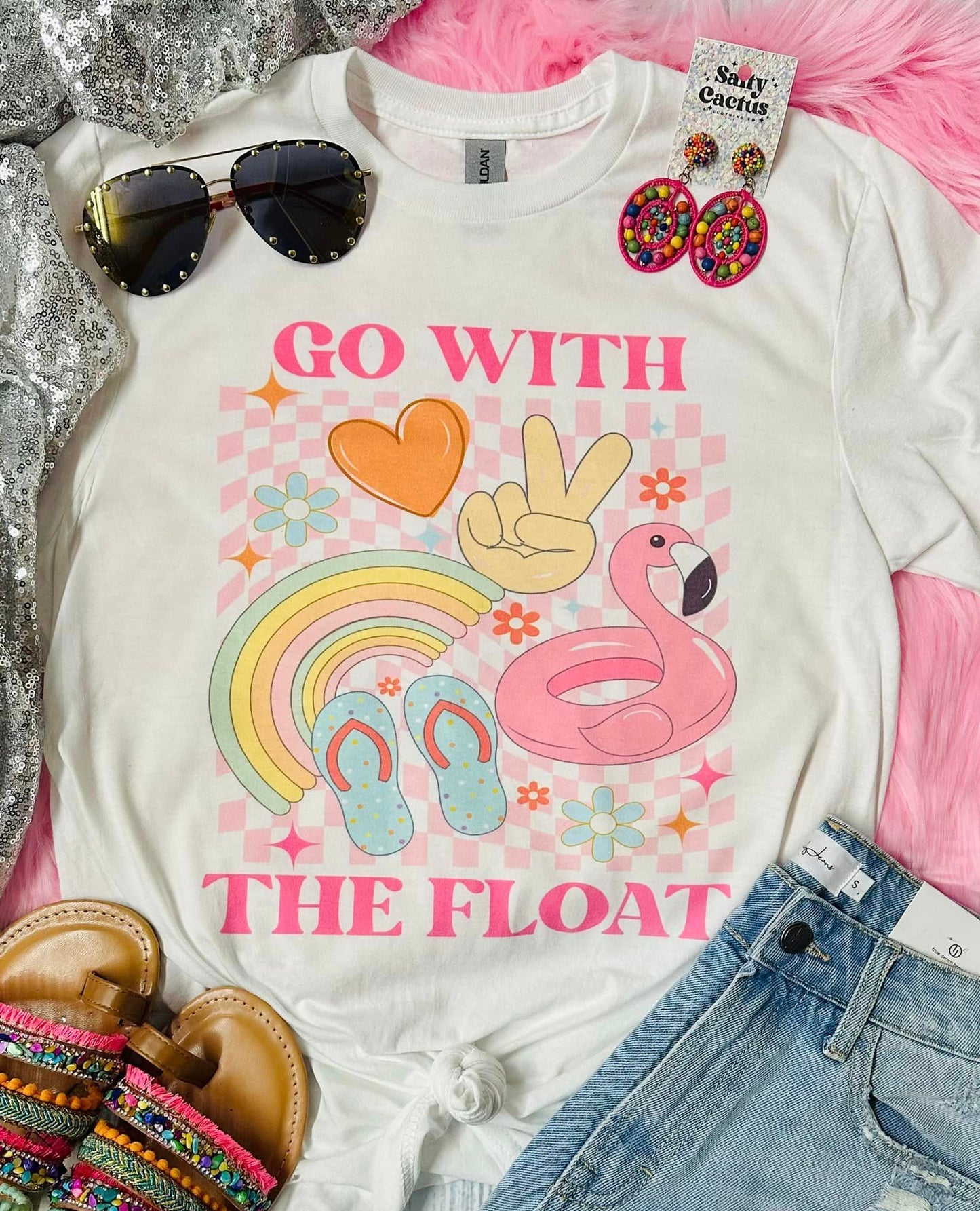 Go With The Float White Tee