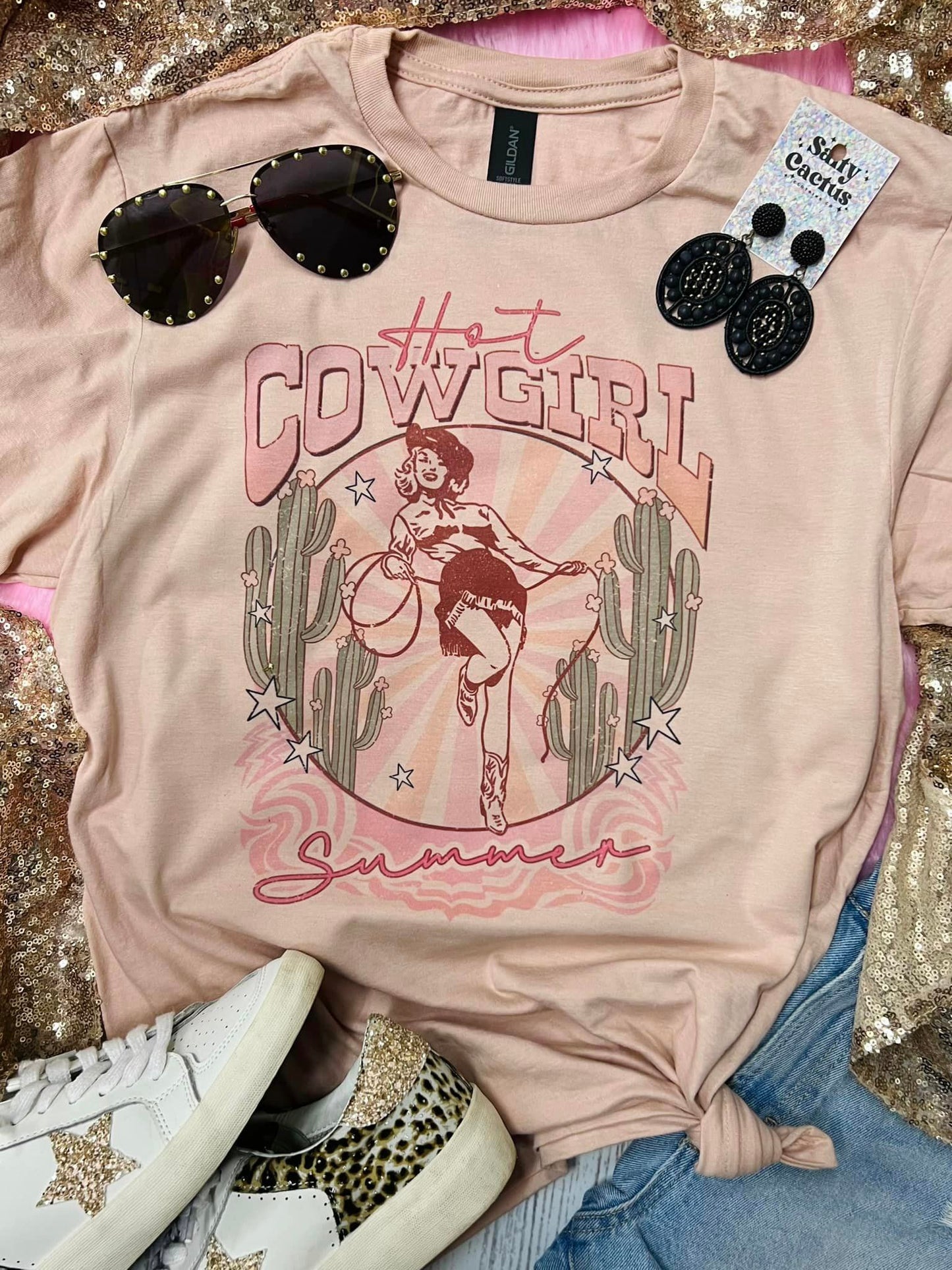 Hot Cowgirl Summer Peach Tee