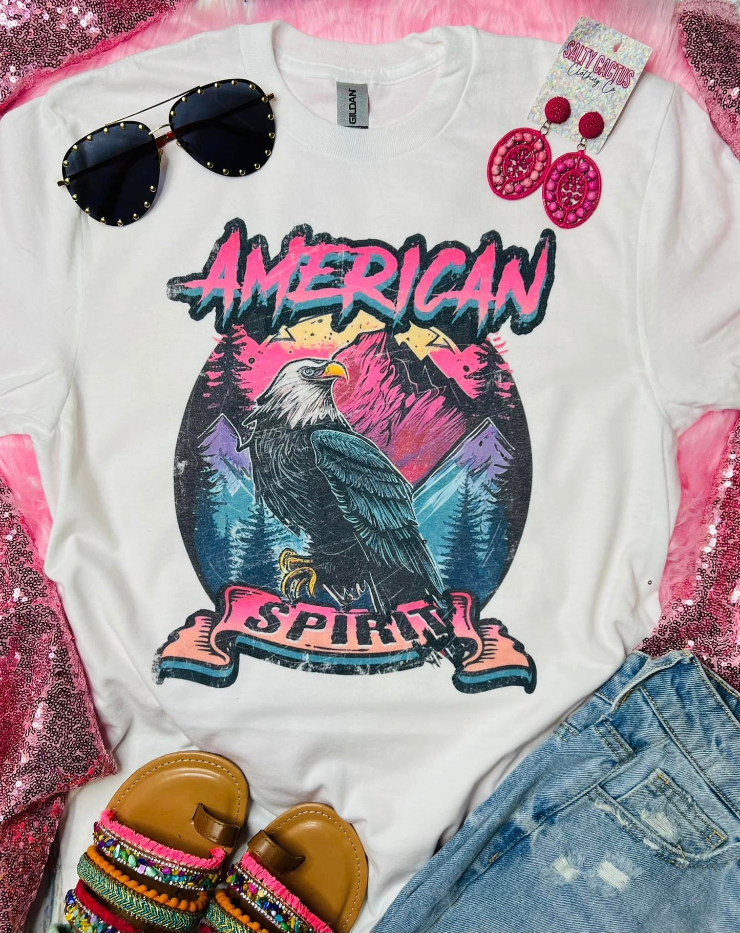 American Spirit Bald Eagle White Tee