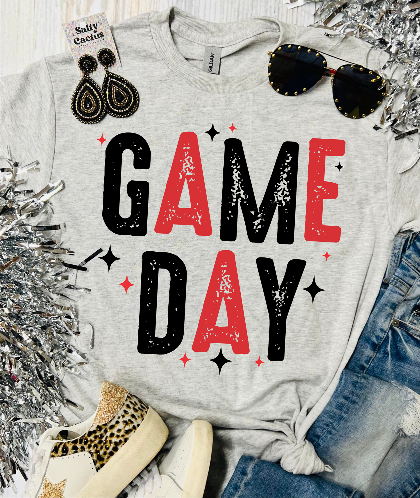 Rustic Gameday Stars Grey Tee