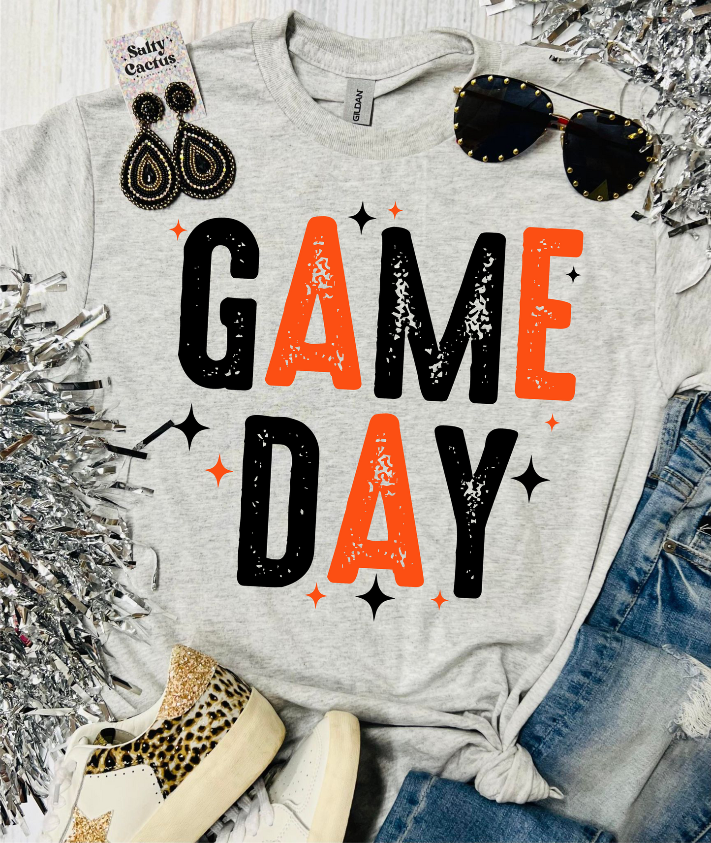 Rustic Gameday Stars Grey Tee