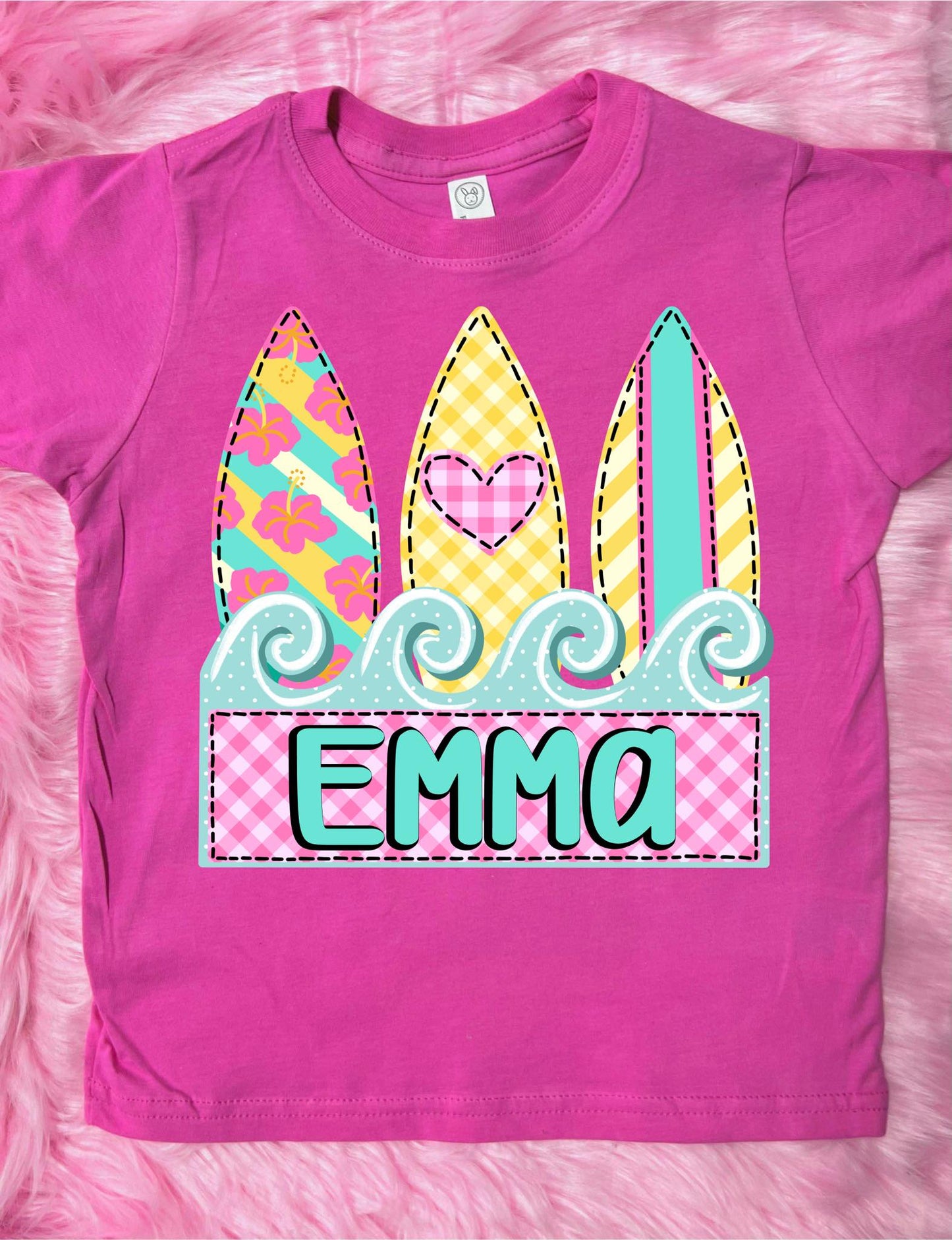 **DTG** Kids Surfboard Custom Name Pink Tee