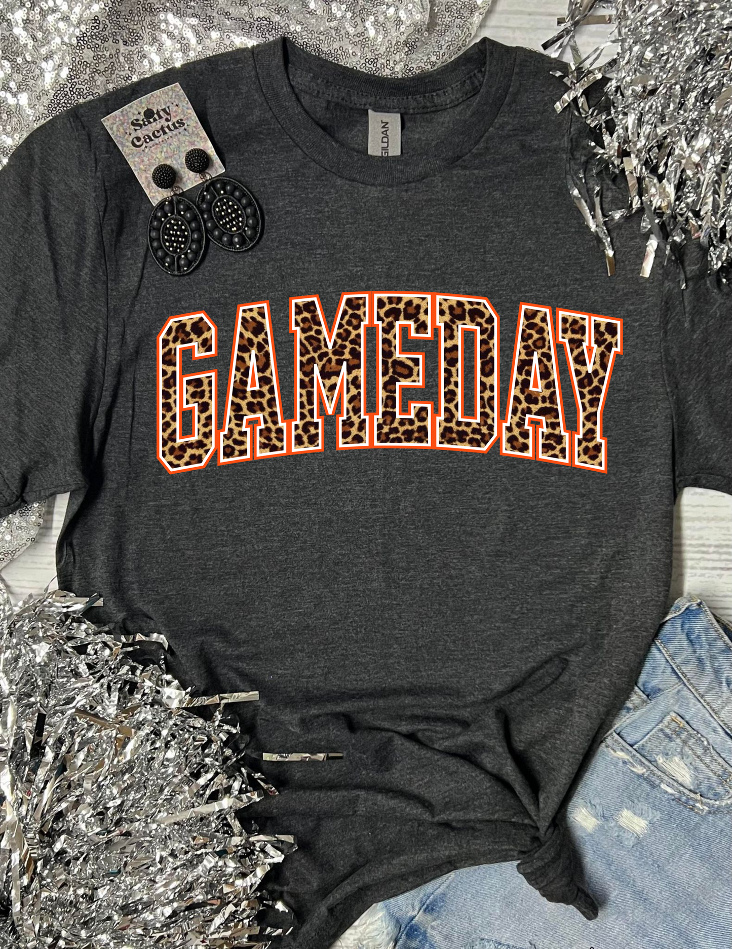 *DTG* Leopard Gameday Dark GreyTees