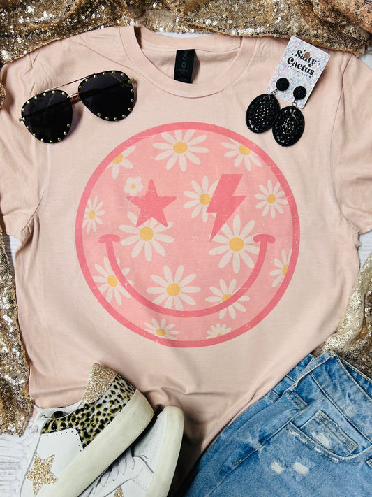 Daisy Pink Smile Peach Tee