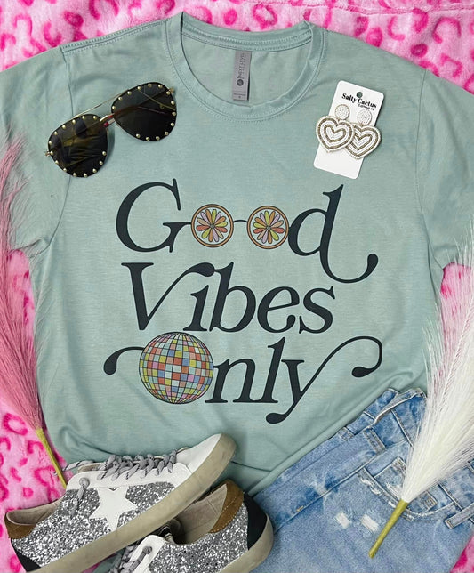 Good Vibes Only Disco Ball Dusty Blue Bella