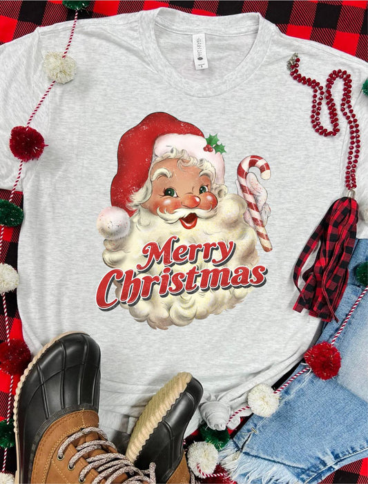 *DTG* Merry Christmas Santa Candy Cane Grey Tee