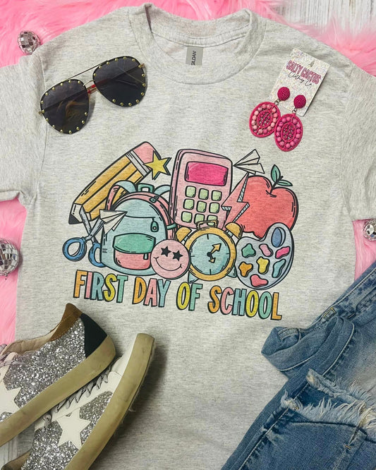 First Day Of School Grey Tee