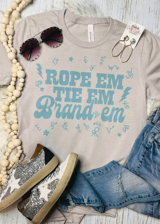 Rope Em Tie Em Brand Em Stone Grey Tee