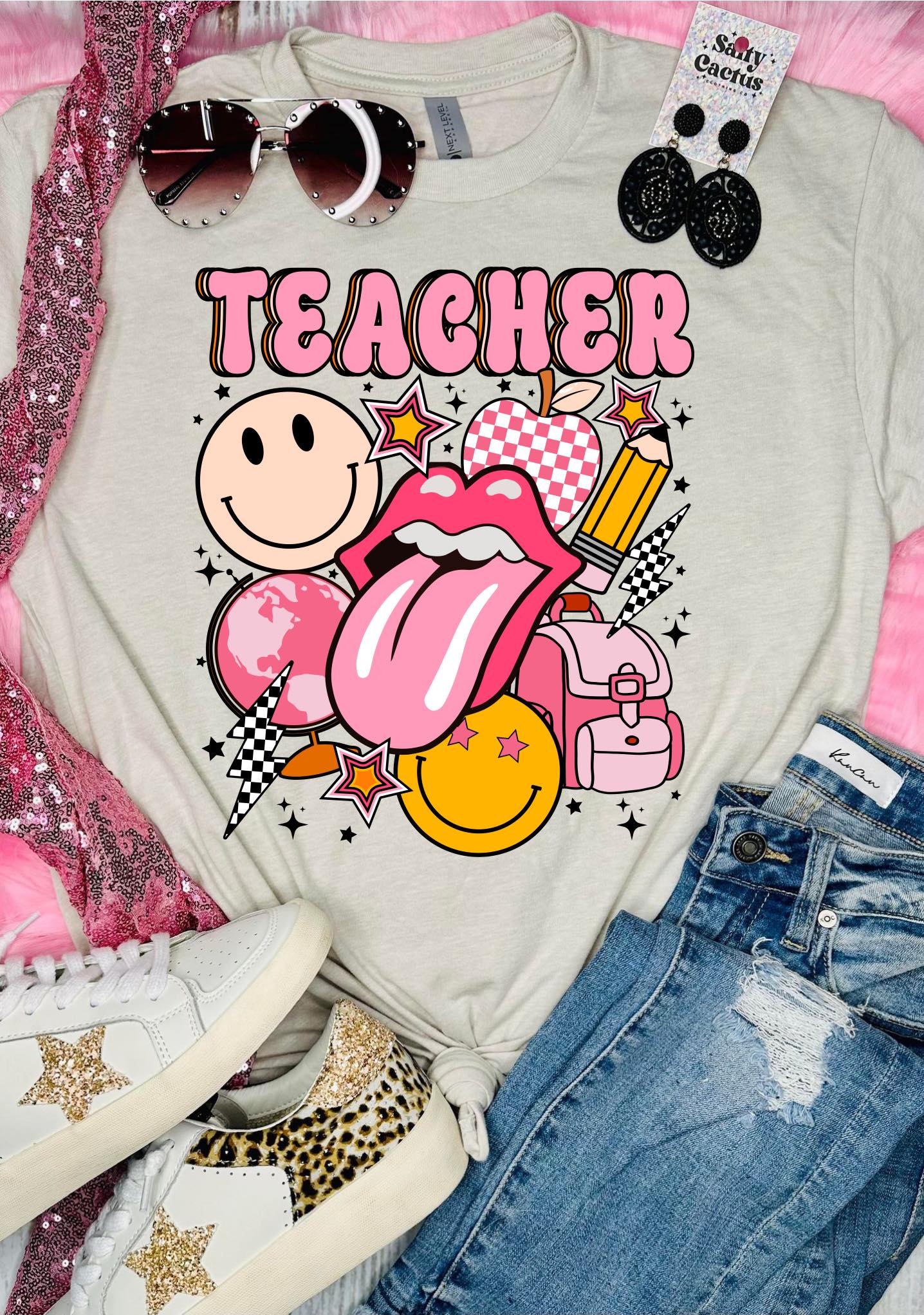 Teacher Tongue Smile Tan Tee