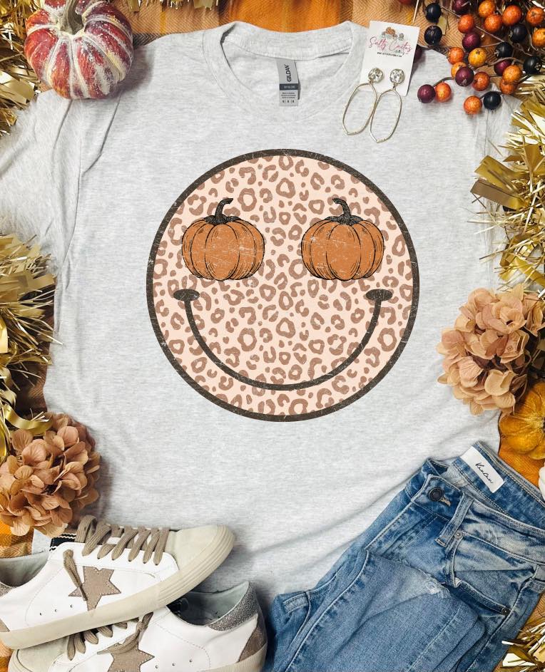 Pumpkin Leopard Smile Ash Grey Tee